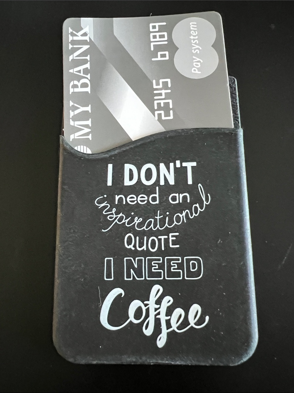 Phone Card Wallet Sleeve - Black with White Text